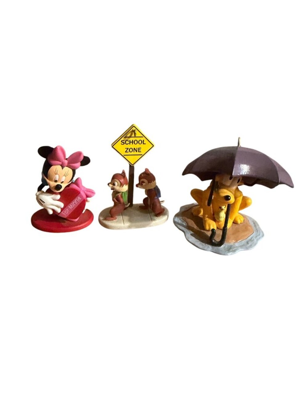 Disney Keepsake Ornaments Minnie Mouse Chip & Dale Pluto Collectible Set Of 3 Ha